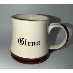 Vintage Diner Style Coffee Mug Glenn Personalized Brown Cream Ceramic Cup